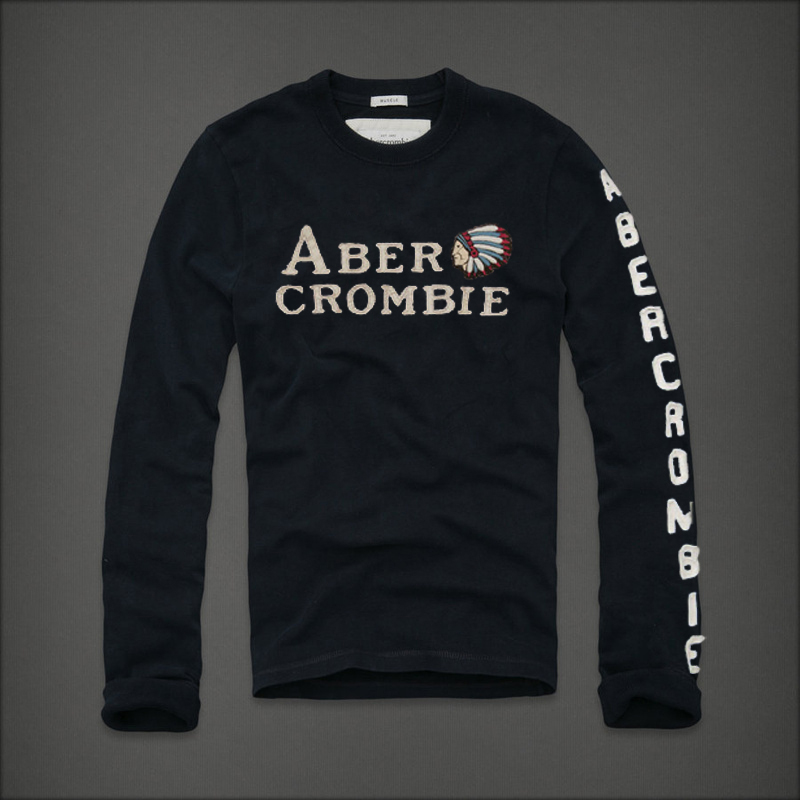 Abercrombie Fitch Hombres De Cuello Redondo Largo Remera AF5958